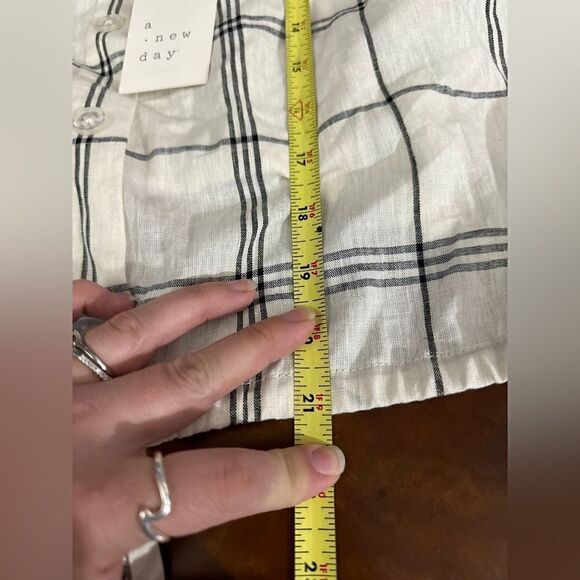A New Day Womens Linen Blend Tie-Front Faux-Button Tank Top Cream Size XL NWT - Picture 10 of 11